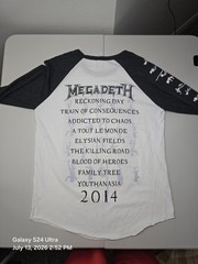 Megadeth Youthanasia Raglan Shirt Mens L White Gray 20th Anniversary Tour 2014