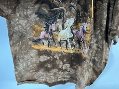 Horse Graphic T-Shirt Men’s Size XXXL Brown Running Horses Nature Western Tee