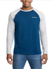 Hurley Mens Raglan Embroidered Logo Long Sleeve T-Shirt, (Teal/Gray, Medium) NWT
