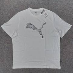 PUMA Mens T-Shirt XL White Cotton Stretch Maxi Cat Logo Graphic Tee Summer Tee