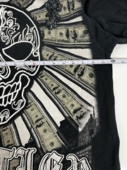 3D Big Tiger Skull Hustler Hundred Dollar Bills Crosses Mens Black Size 2XL TALL