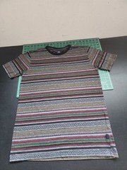 Beautiful Giant Striped T-Shirt Aztec Print Short Sleeve Casual Top Size L