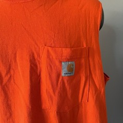 Carhartt Shirt Mens XL Bright Orange Pocket Sleeveless Workwear Tagless Tank Top