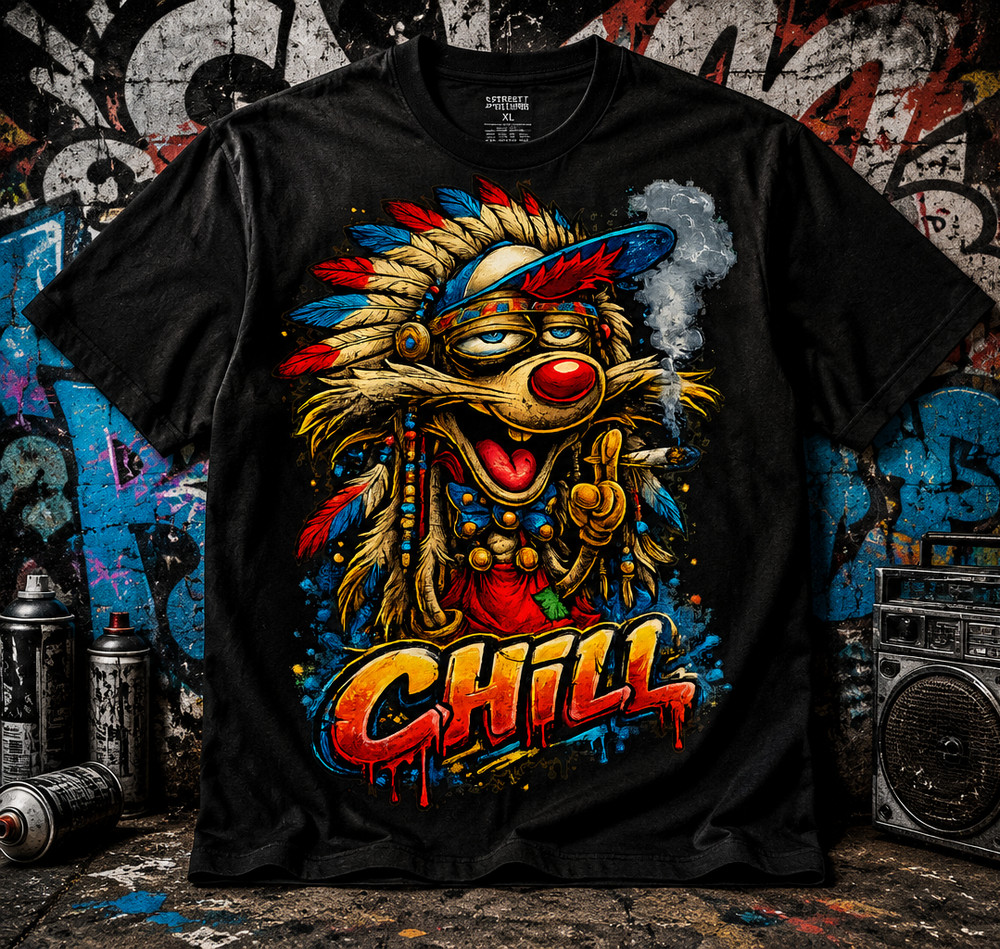 Streetwear Chieftan Cool Smooker RAT Tee Shirt Big & Tall Graphic Pro Club Shaka