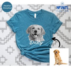 Custom Pet Portrait Comfort Tee Personalized Dog Cat Photo Shirt