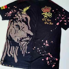 Rebel Spirit T Shirt Men 2XL Black Red Foil Gold Rasta Flag Lion Streetwear Used