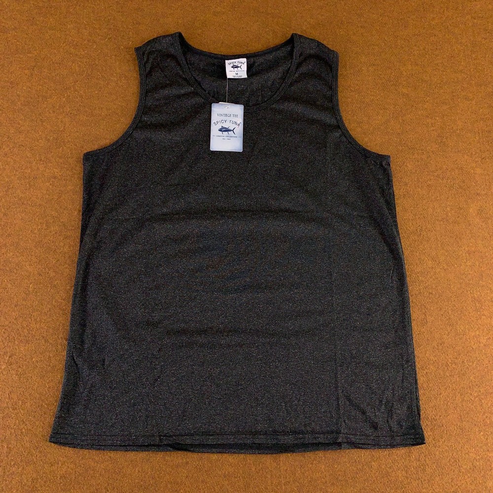 Spicy Tuna Mens Size Medium Charcoal Heather UPF 40+ Breathable Tank Top NWT