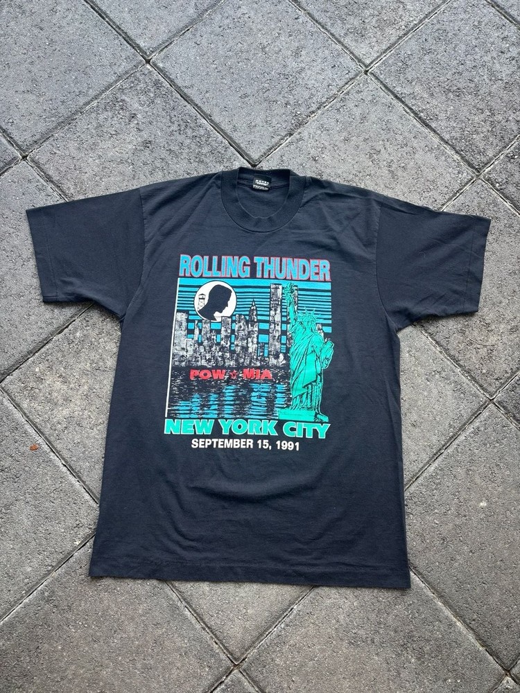 Vintage 1991 Rolling Thunder POW-MIA New York City T-Shirt Screen Stars Best