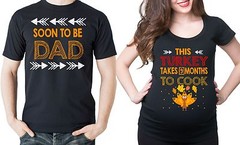Pregnancy Funny Couple T-shirts Thanksgiving Maternity Baby Announcements Tees