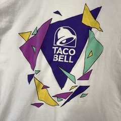 TACO BELL Shirt Adult Large White Retro 90s Geometric Graphic 21×25