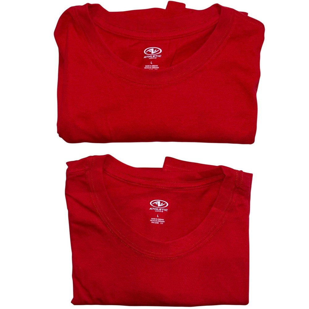 Athletic Works Mens L Red Moisture Wicking Tri-Blend Short Sleeve T-Shirts 2 New