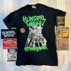 Municipal Waste Terror Shark T-shirt, Koozie, CD, Patch, & Stickers Bundle