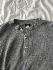 Ralph Lauren RRL Waffle Knit Men’s Henley Size L Grey (Original Price $145)