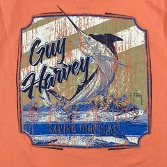 Guy Harvey Men’s Short Sleeve Pocket Tee Bright Orange Fishing Shirt Size M