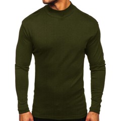 Zonbailon men’s t-shirt middle collar solid color bottomed t-shirt long sleeve