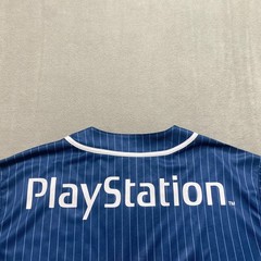 PlayStation Katakana Kanji Baseball Jersey Official License Navy Pinstripe XL