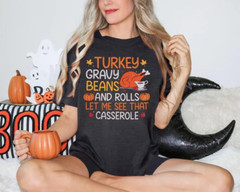 Thanksgiving Women’s Turkey Shirt – Casserole and Autumn Tees, Small
