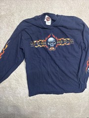 Vintage Harley Davidson 2005 Flames & Skulls Shirt Double Sided Made USA Sz Med