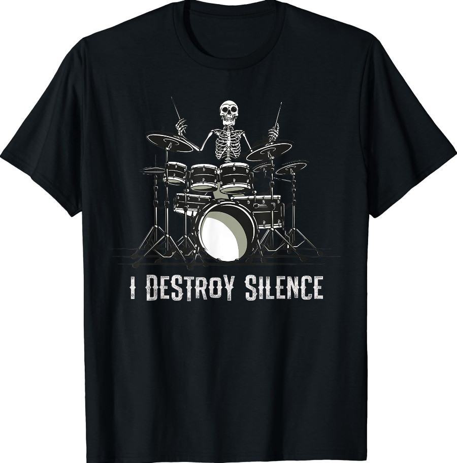 SALE!!! Skeleton Drummer Skull Drum Set Metal Rock Band T-Shirt