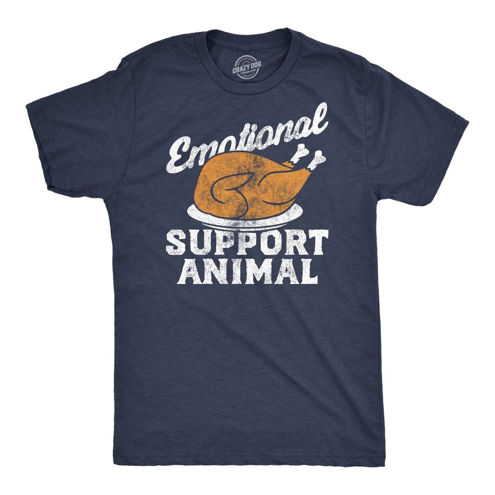 Mens Funny T Shirts Emotional Support Animal Turkey Sarcastic Thanksgiving