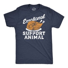 Mens Funny T Shirts Emotional Support Animal Turkey Sarcastic Thanksgiving