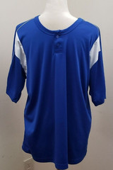Alleson Athletic Men’s Blue White Henley Short Sleeve Polyester T-Shirt, Size L