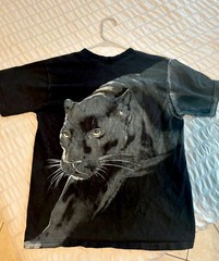 Radical Nature Men’s Medium T-Shirt 90s Vintage Animal Tee Black Panther Print