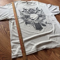 ALStyle Skull Graphic Tee Men’s XL Cream Affliction Style Y2K Grunge
