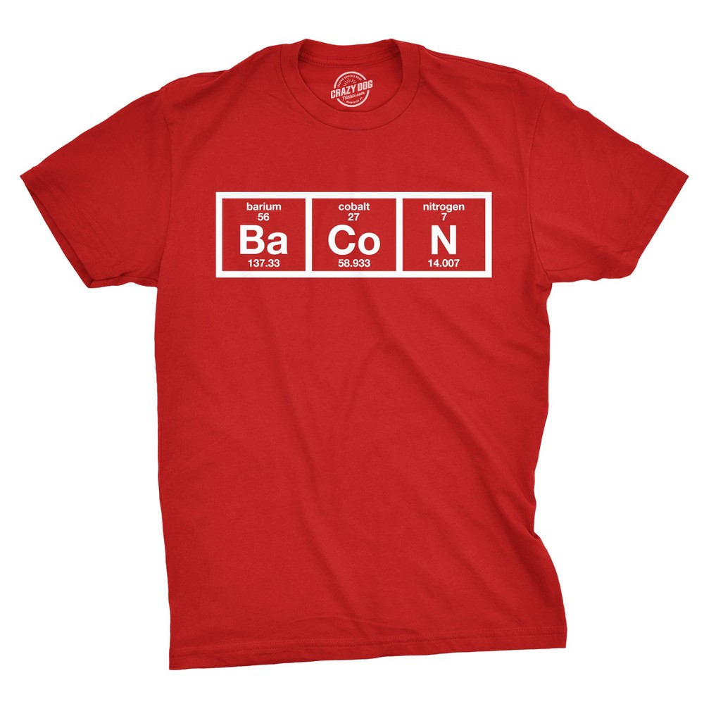 Mens The Chemistry Of Bacon T Shirt Funny Nerdy Graphic Periodic Table Science