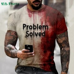 Men’s Bloody Print 3D Halloween Short Sleeve T-Shirt