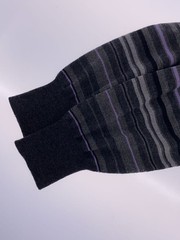 BURBERRY LONDON Knit Sweater (Thick) LL Wool Gray Striped BBT02-503-07