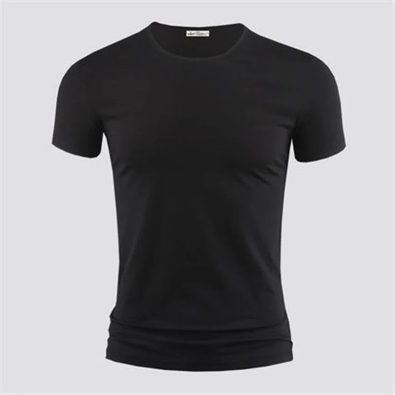 2026 Men’s T Shirt Pure Color V Collar Short Sleeved Tops Tees Men T-Shirt Black