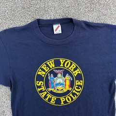 Vintage New York State Police Shirt Mens Large Navy Blue NYSP NYPD Troopers
