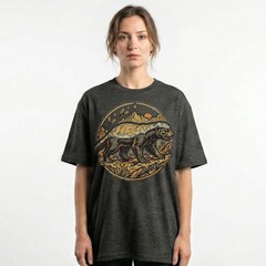 Honey Badger Fearless Wild Animal Mountain Vintage Badge t-shirt Nature Tee