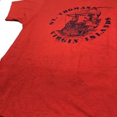 Vintage 70s St Thomas Pirate Ship Travel Tee Single Stitch Medium T Shirt Vtg