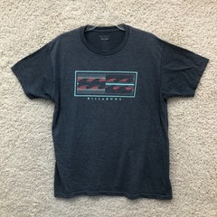 Billabong Shirt Large Adult Blue Inverse Stripes Premium Logo Graphic Tee Mens L