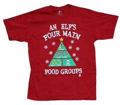 Elf New Adult T-Shirt – An Elf’s Four Main Food Groups