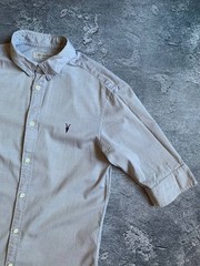 AllSaints Men’s Shirt XSmall (US XS(S) / EU 44) – Gray, Cotton, Short Sleeve