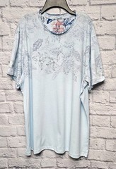 AMERICAN RAG XXL LIGHT BLUE TROPICAL FLORAL LEAF INSIDE OUT RAW EDGE SHIRT TEE