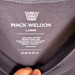 Mack Weldon V-Neck T Shirt Mens Large Black Pima Cotton Short Sleeve Tee