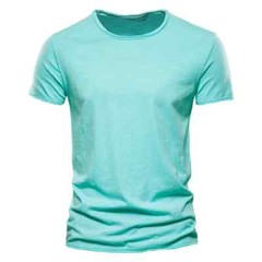 100% Cotton Round Neck Design Slim Fit Soild Color Short Sleeve T Shirt for Men