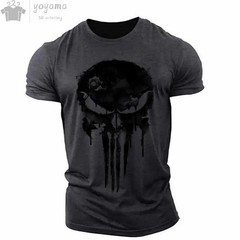 Men’s T Shirt 3d Print Military Patriotic Skull O-Neck T Shirt Oversized T-Shirt