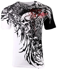 Xtreme Couture Affliction Men’s T-Shirt BRUTAL COMBAT White Skull Biker Tattoo