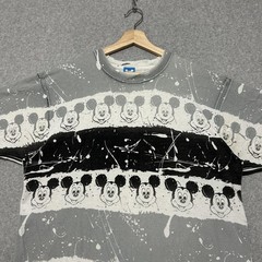 Vintage Disney Mickey Mouse Shirt Mens One Size Gray All Over Graphic Print 90s