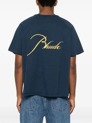 RHUDE Embroidered raglan-sleeve T-shirt Blue Size XL