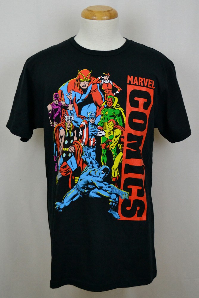The Avengers T-Shirt Marvel Comics Superhero Graphic Tee Cotton Black NWT