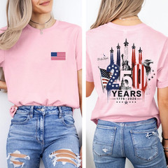 America 250 Shirt, 1776 to 2026 Fighter Jet Tee, Front and Back Print Patriotic