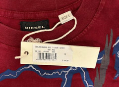 Vintage Y2K $98 DIESEL Red LAUR Short Sleeve Slim Fit Designer T-shirt NWT