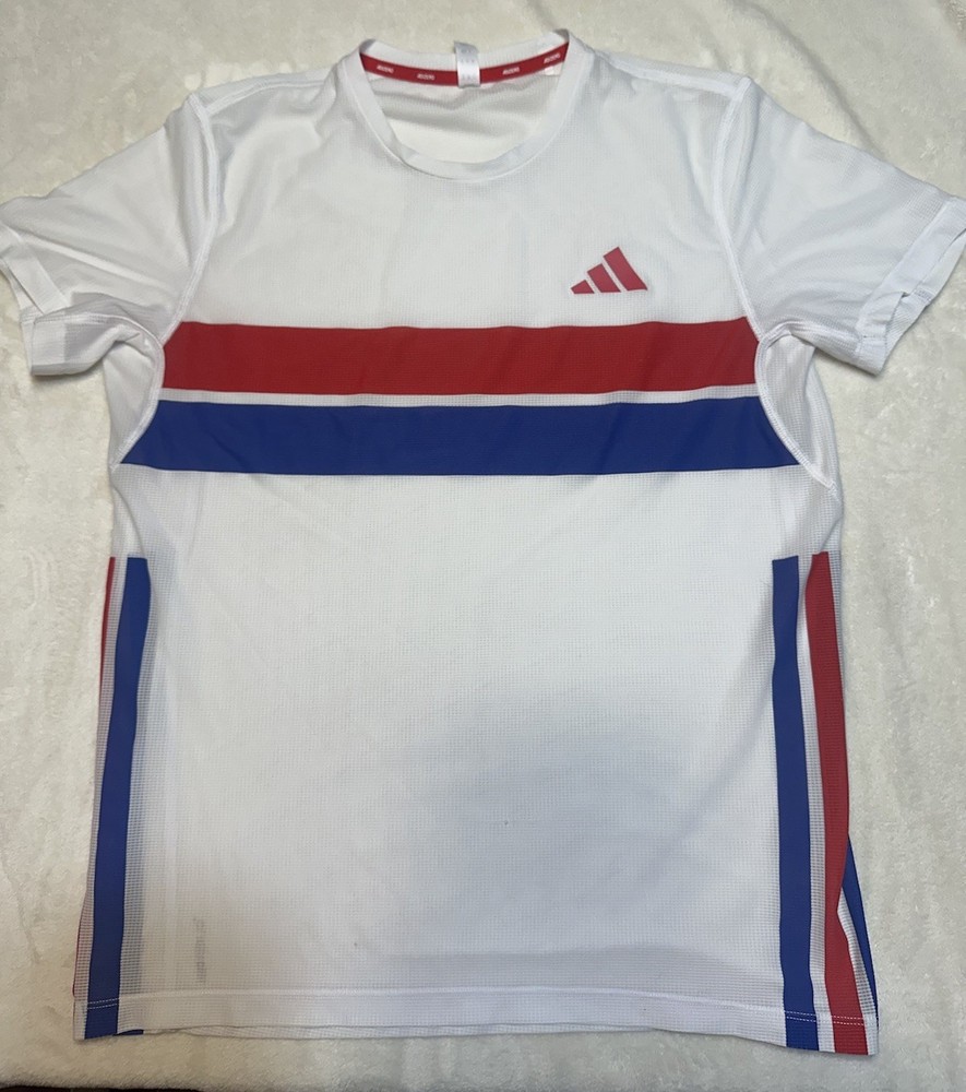 adidas mens white retro luxe super thin retro slim fit running climacool T-shirt