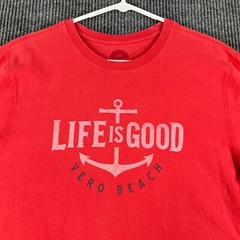 Life is Good Shirt Mens Medium Red Short Sleeve Vero Beach Classic Fit Casual
